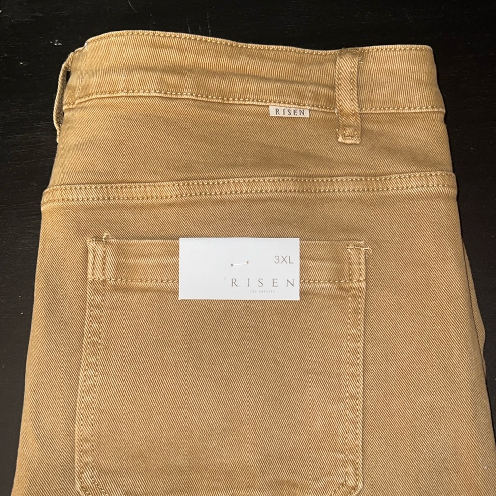 RISEN Full Size High Rise Wide Leg Cargo Jeans - Mocha 3XL